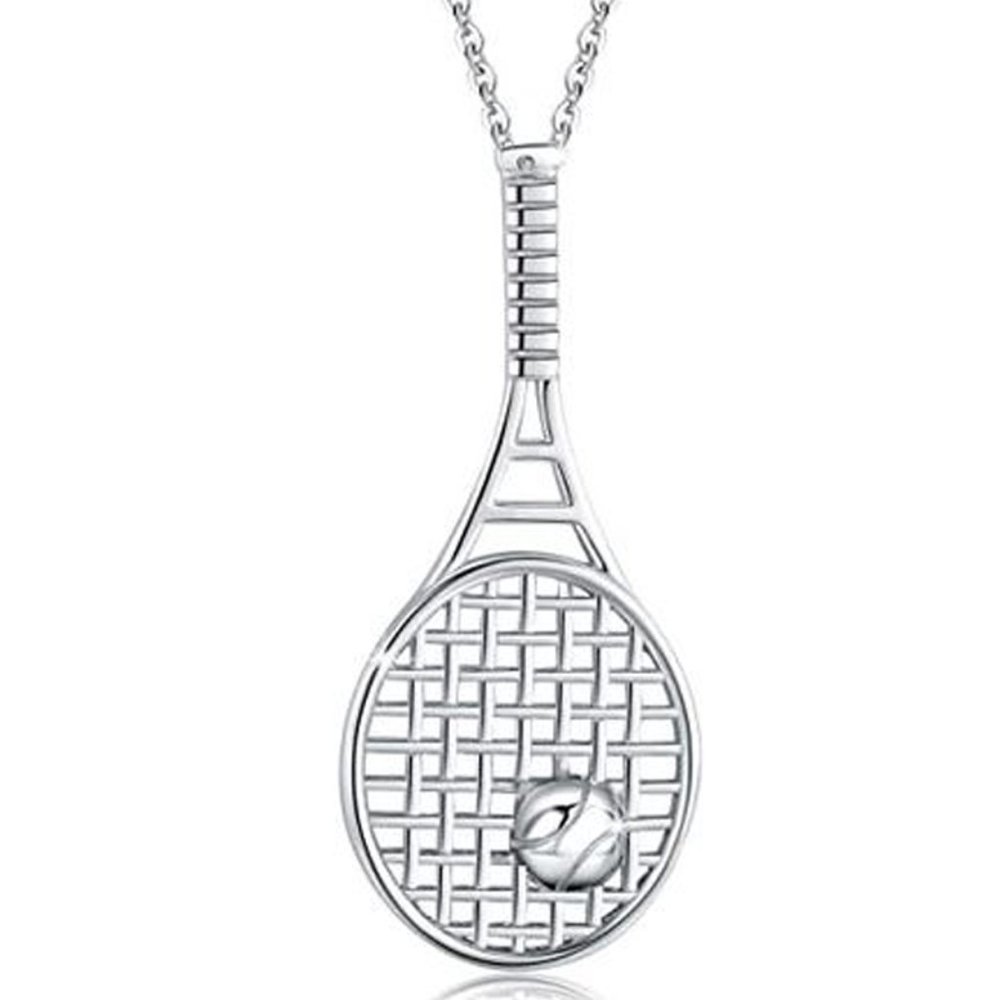 925 Sterling Silver TENNIS Racquet 18" NECKLACE